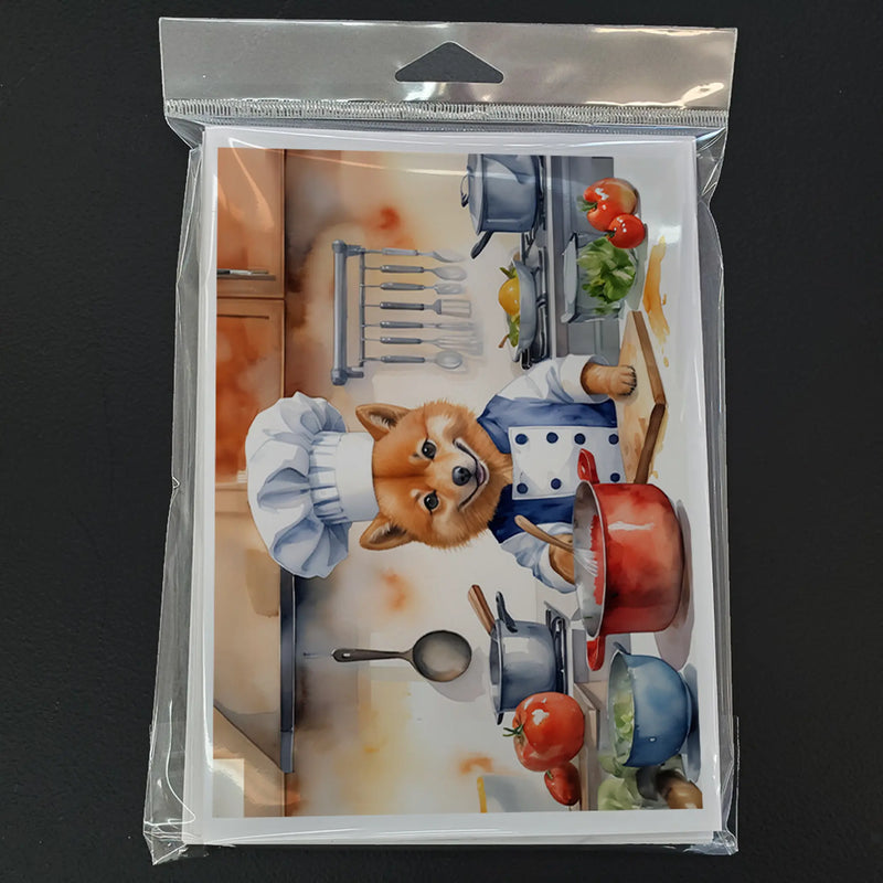 Finnish Spitz The Chef Greeting Cards Pack of 8 Caroline's Treasures