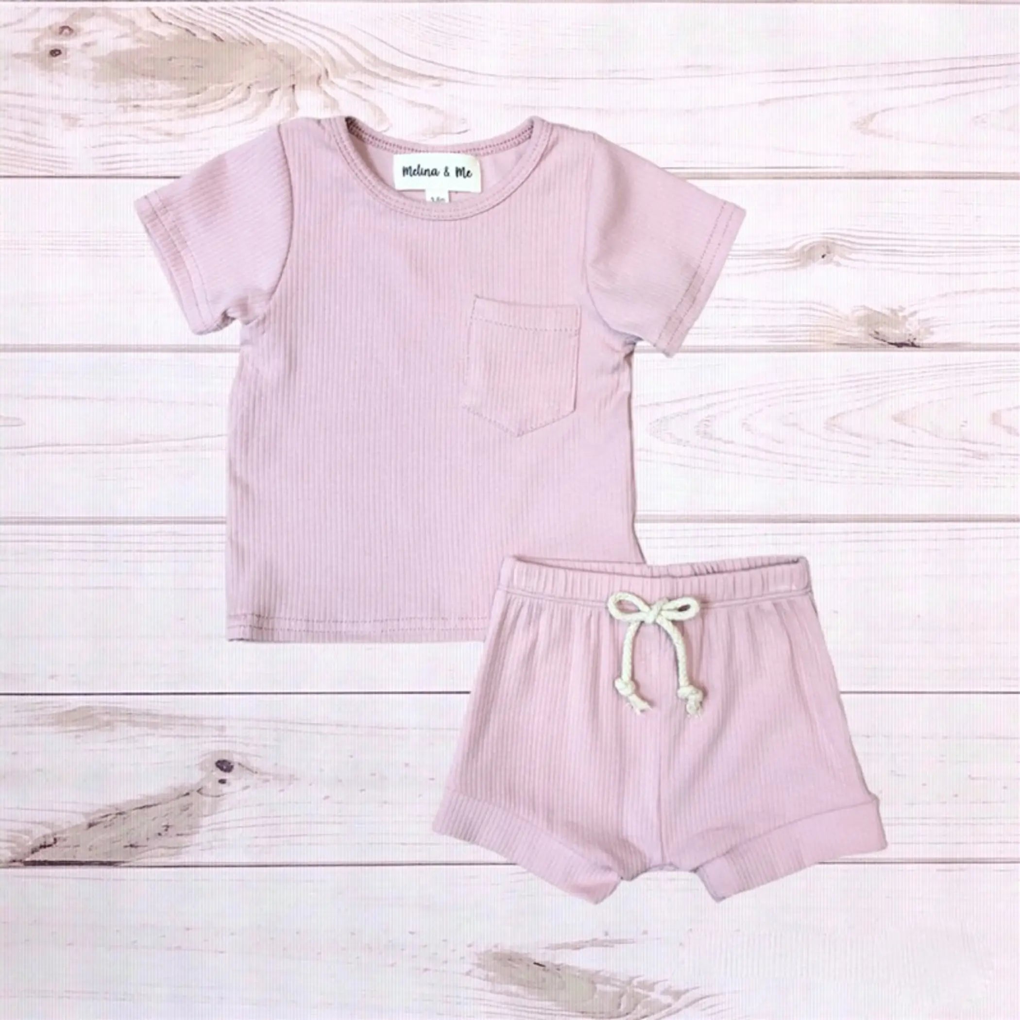 Finnley Ribbed Outfit (Dust Pink) Melina & Me