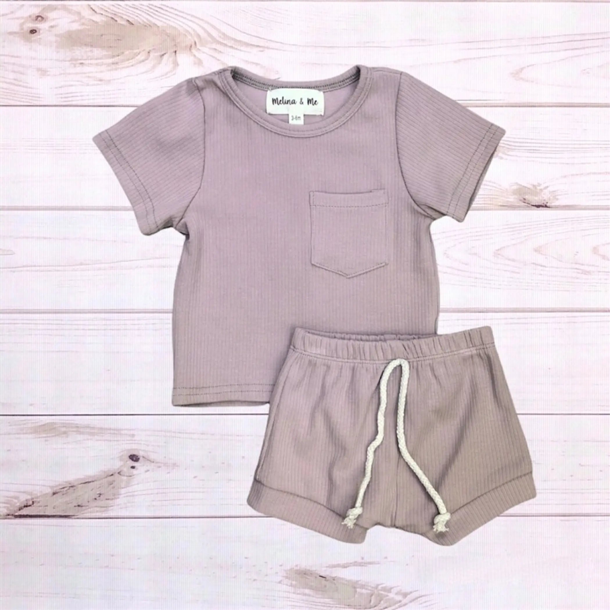 Finnley Ribbed Outfit (Mauve) Melina & Me