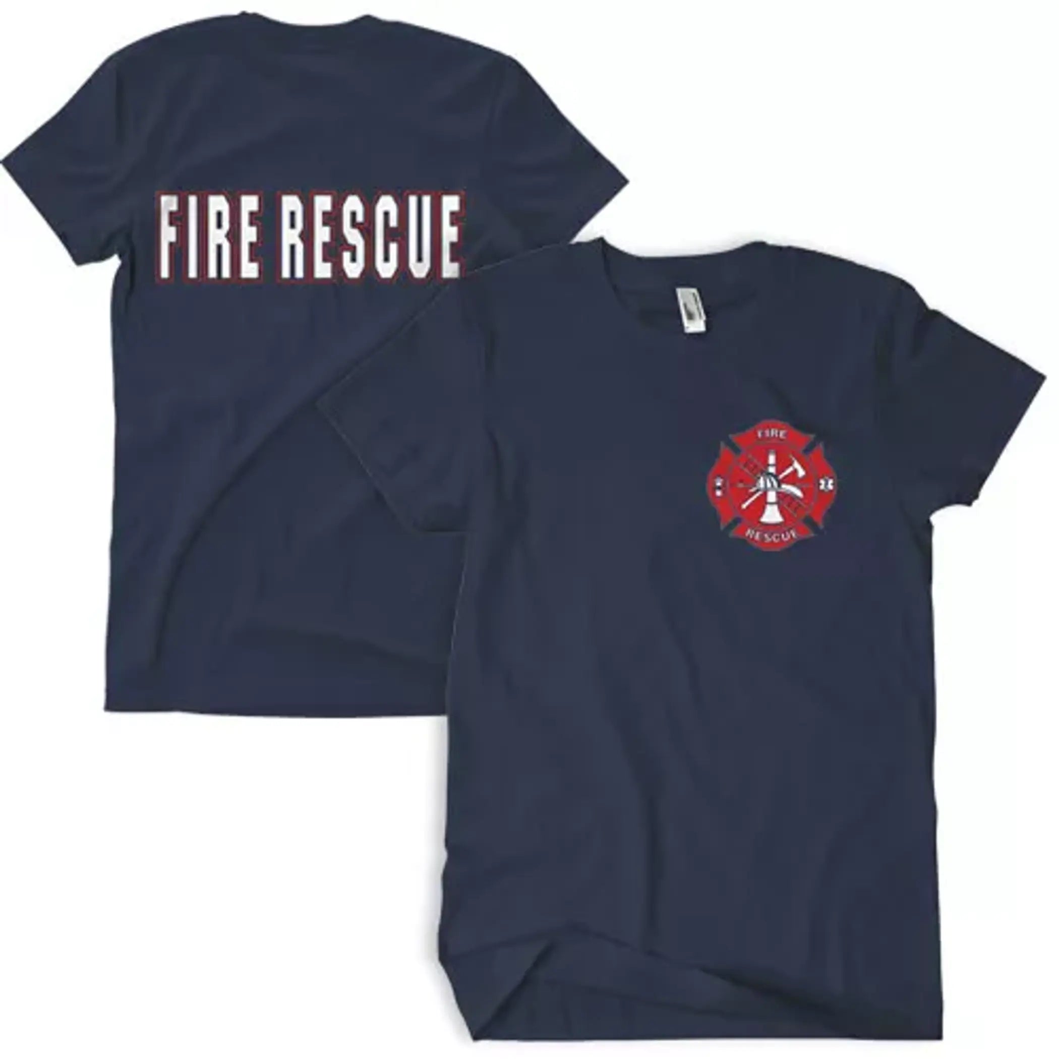 Fire Rescue T-Shirt Navy With Red Logo Fox Outdoor