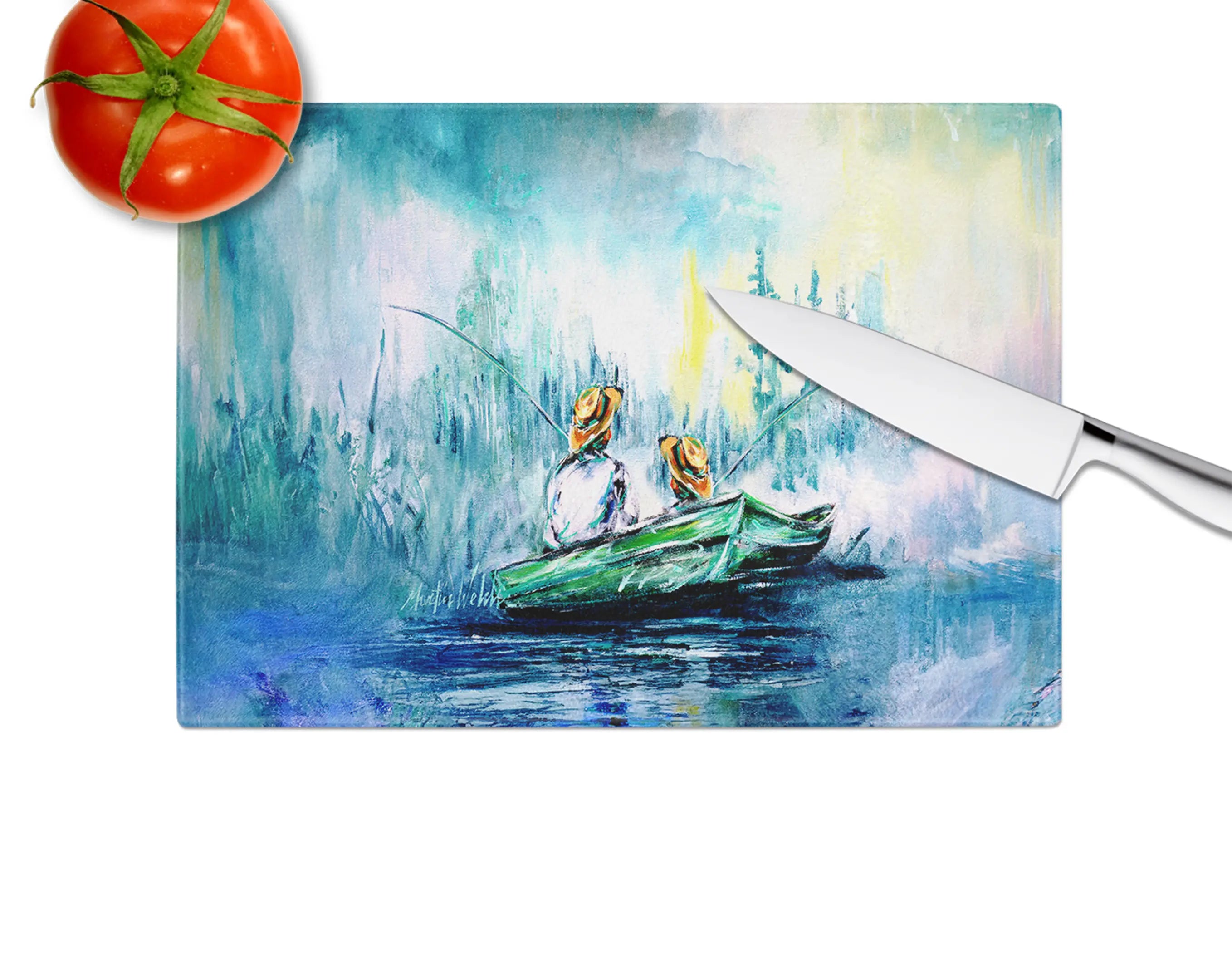 Fishing On The Bayou Glass Cutting Board Caroline's Treasures