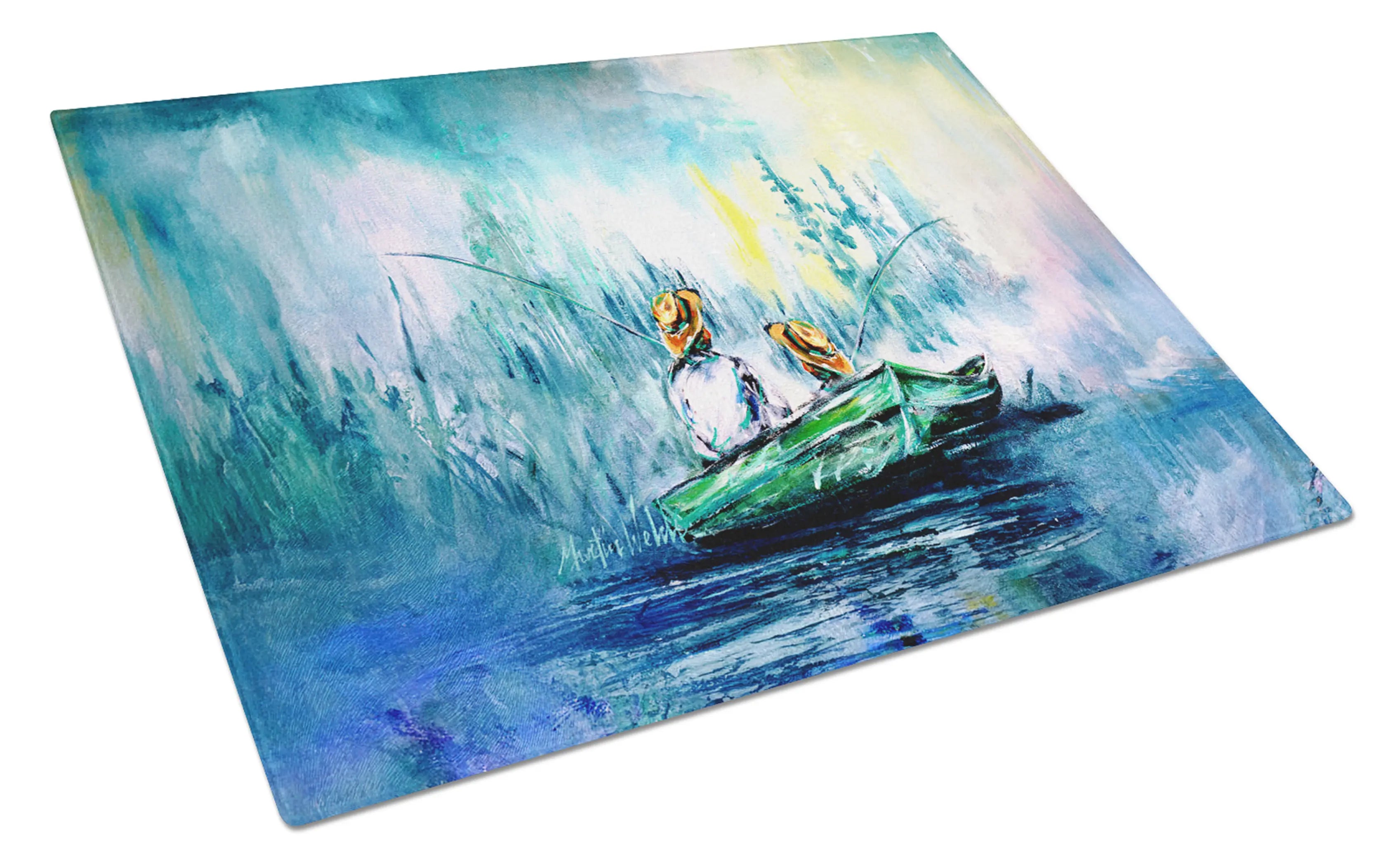 Fishing On The Bayou Glass Cutting Board Caroline's Treasures