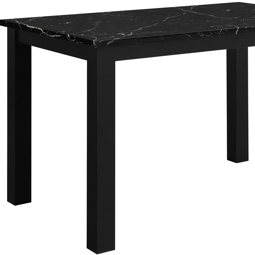 Five Piece Black Faux Marble Dining Set with Four Chairs - GreatEagleInc