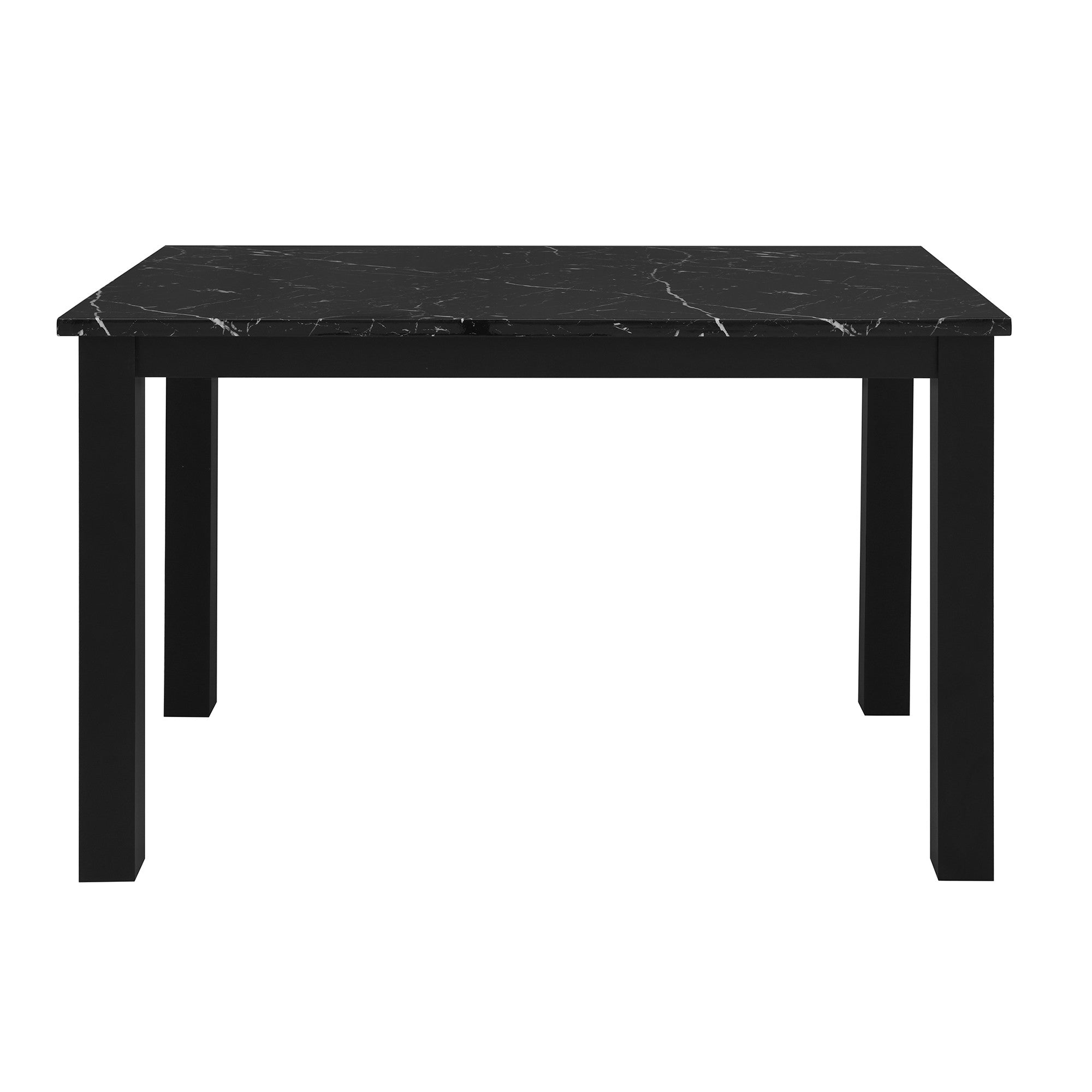 Five Piece Black Faux Marble Dining Set with Four Chairs - GreatEagleInc