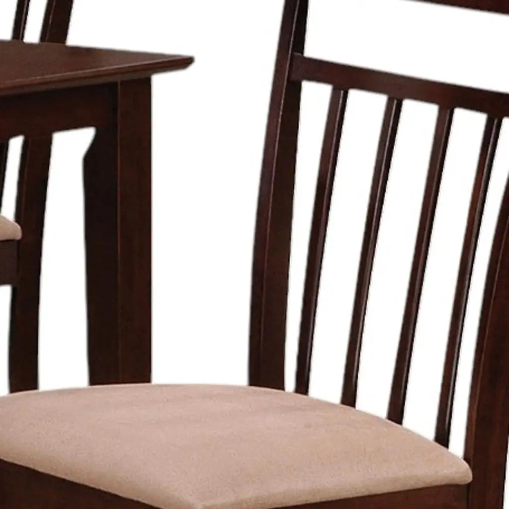 Five Piece Espresso Wood Dining Set with Four Chairs Homeroots Kitchen & Dining