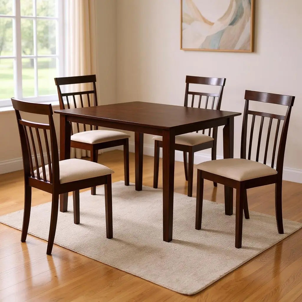 Five Piece Espresso Wood Dining Set with Four Chairs Homeroots Kitchen & Dining
