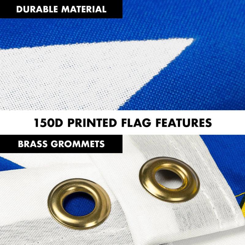 Flag Pole 6FT White Tangle Free & Blue Estelada Flag 3x5 Ft Combo Printed 150D Polyester By G128 G128