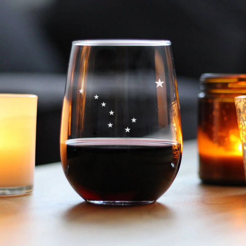 Flag of Alaska Stemless Wine Glass - Alaskan Gifts and Decor Bevvee