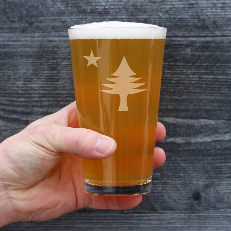 Flag of Maine Pint Glass for Beer - Mainers Gifts and Decor Bevvee