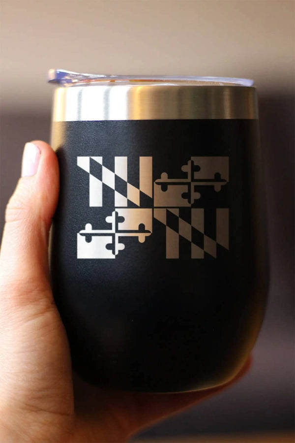 Flag of Maryland Insulated Wine Tumbler - Marylanders Gifts Bevvee