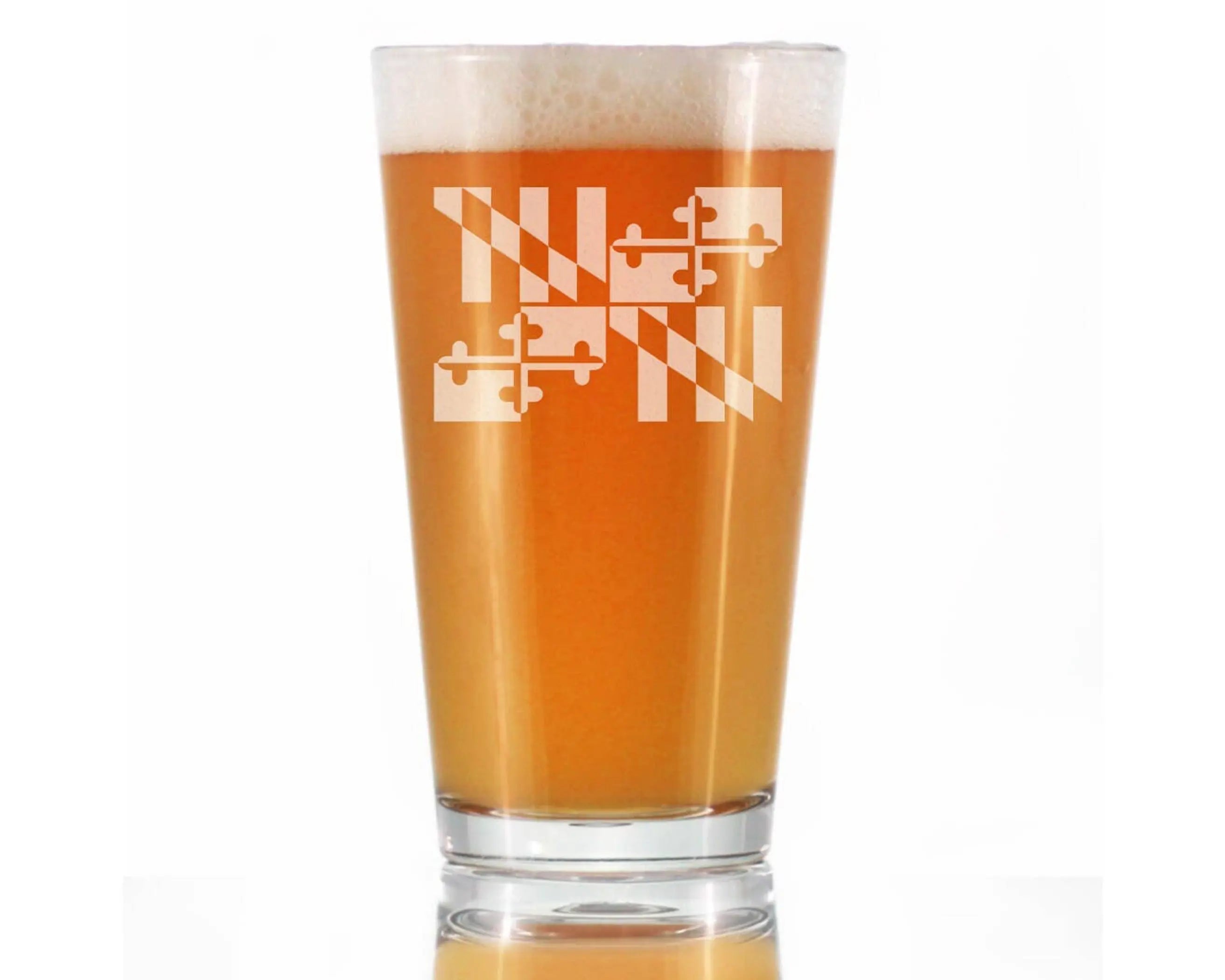 Flag of Maryland Pint Glass for Beer - Marylanders Gifts Bevvee
