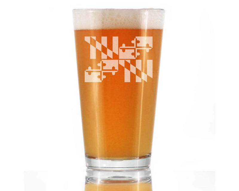 Flag of Maryland Pint Glass for Beer - Marylanders Gifts Bevvee