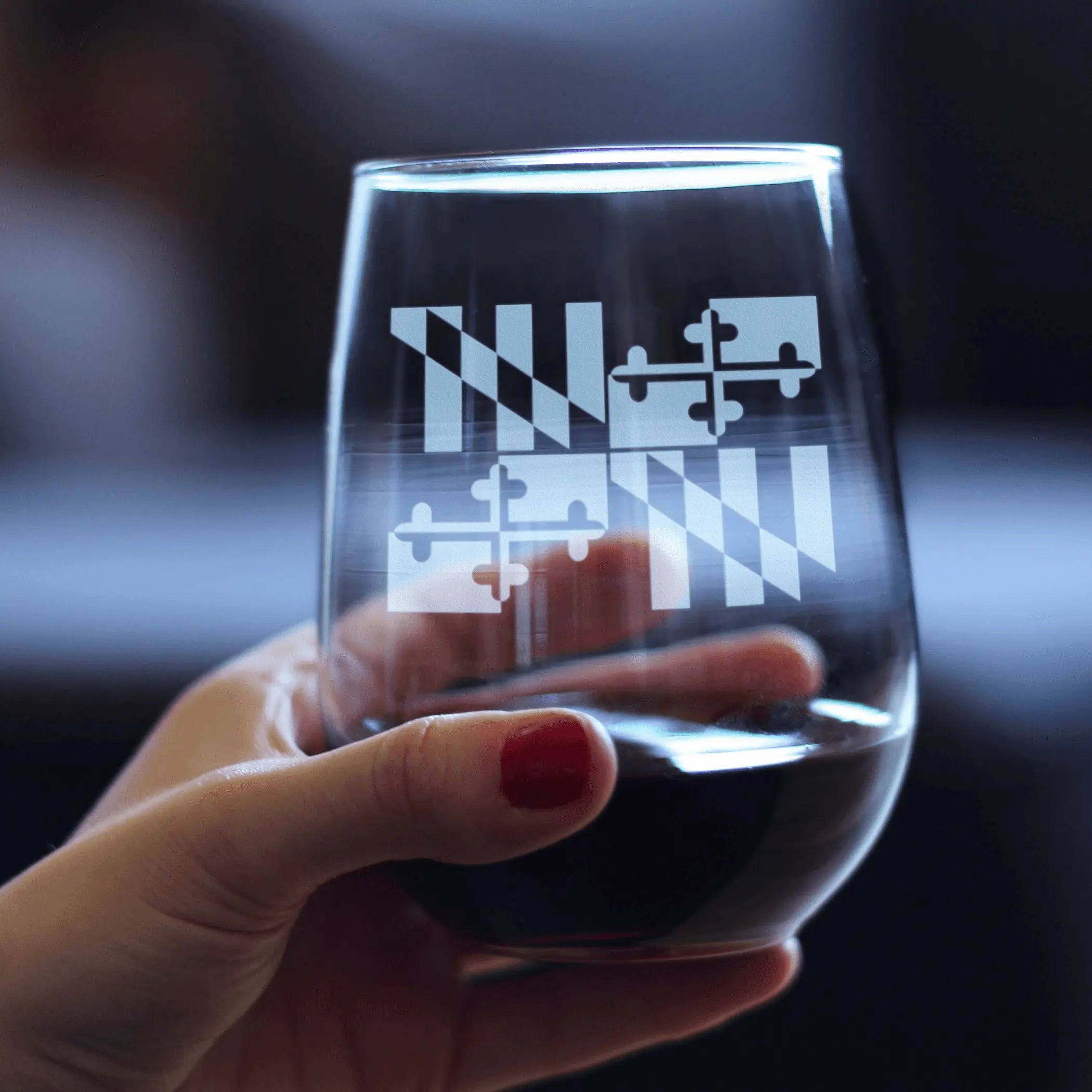 Flag of Maryland Stemless Wine Glass - Marylanders Gifts Bevvee