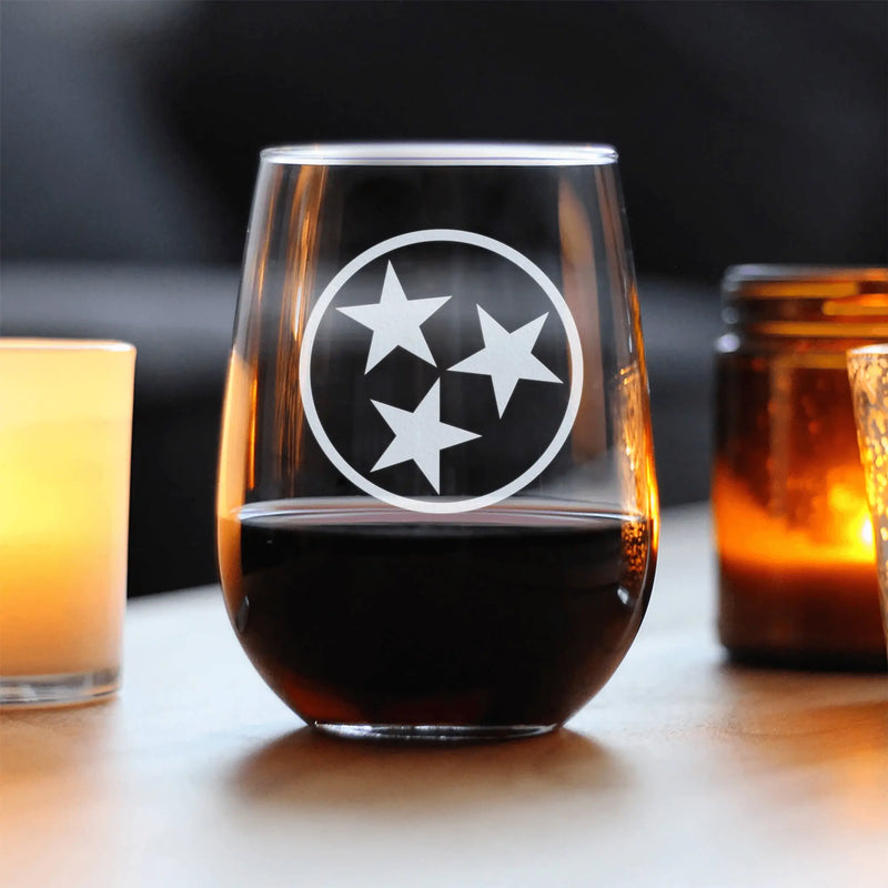 Flag of Tennessee Stemless Wine Glass - Tennesseans Gifts Bevvee