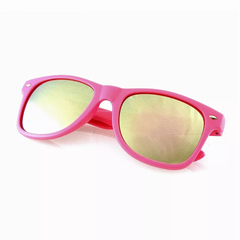 Flash Mirror Reflective Lens Neon Horned Rim Sunglasses Sunglass Memphis