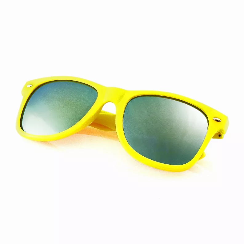 Flash Mirror Reflective Lens Neon Horned Rim Sunglasses Sunglass Memphis