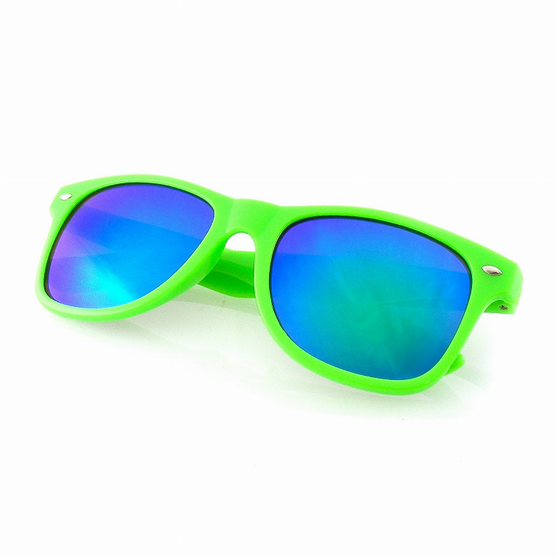 Flash Mirror Reflective Lens Neon Horned Rim Sunglasses Sunglass Memphis
