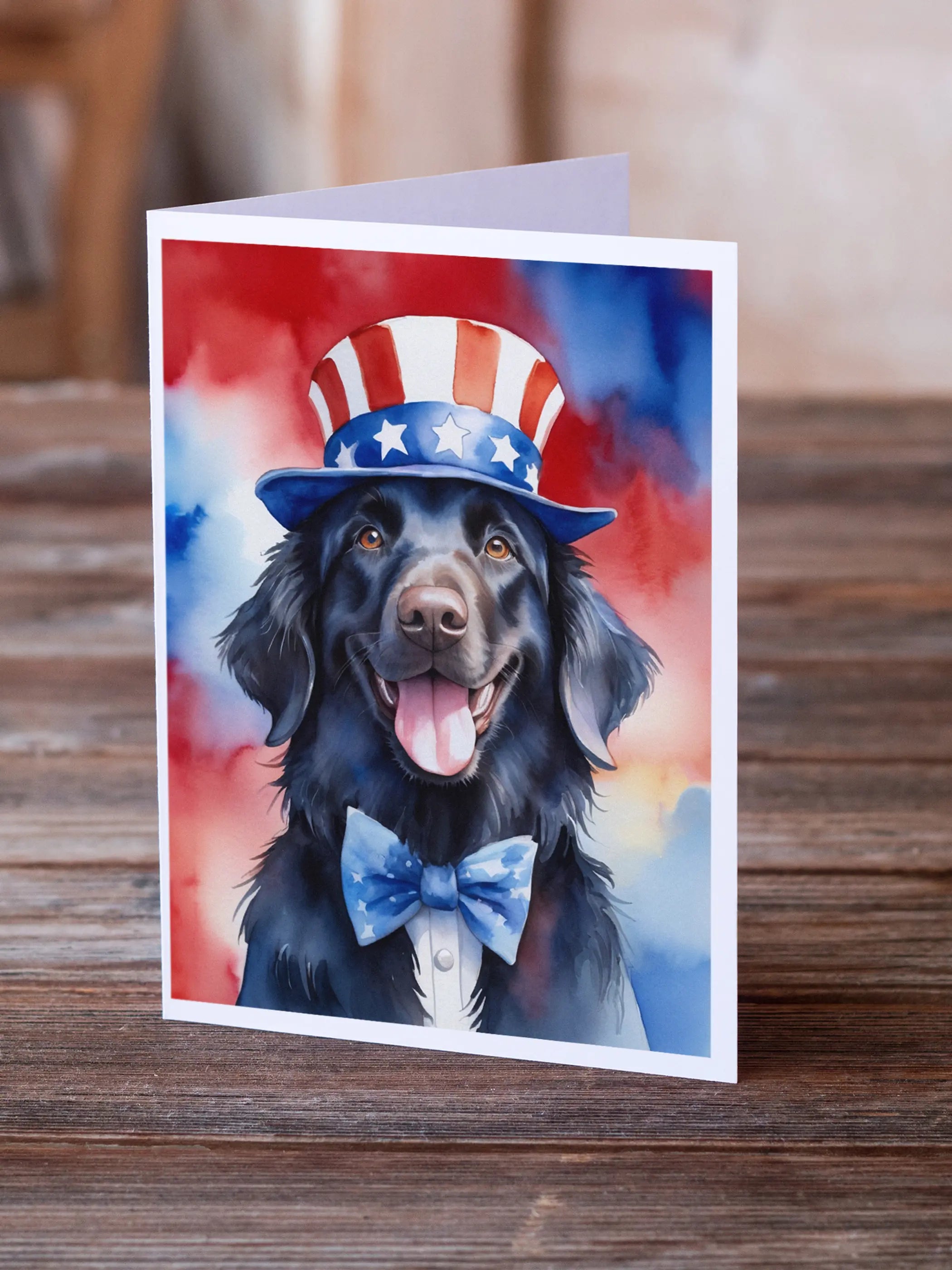 Flat-Coated Retriever Patriotic American Greeting Cards Pack of 8 Caroline's Treasures