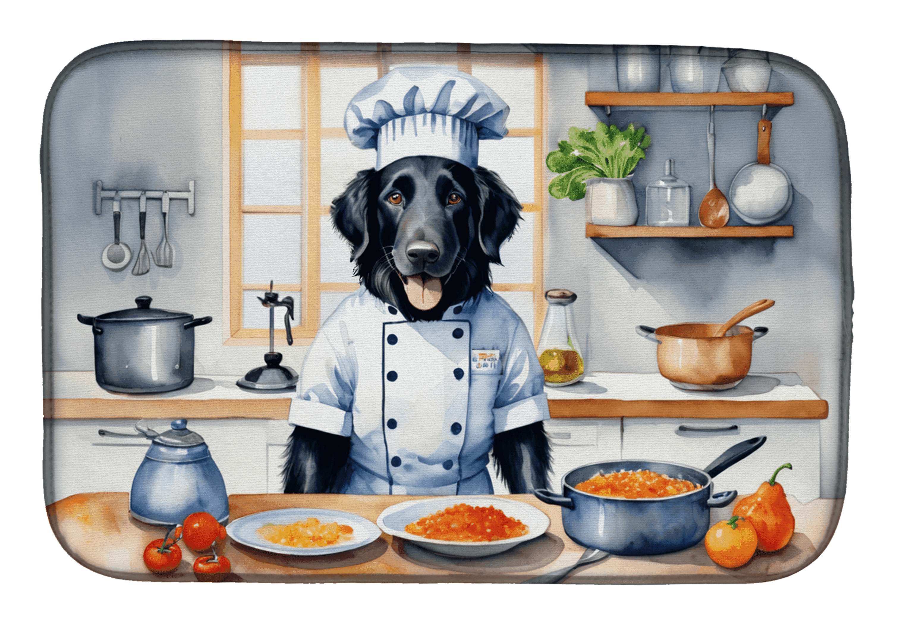 Flat-Coated Retriever The Chef Dish Drying Mat Caroline's Treasures
