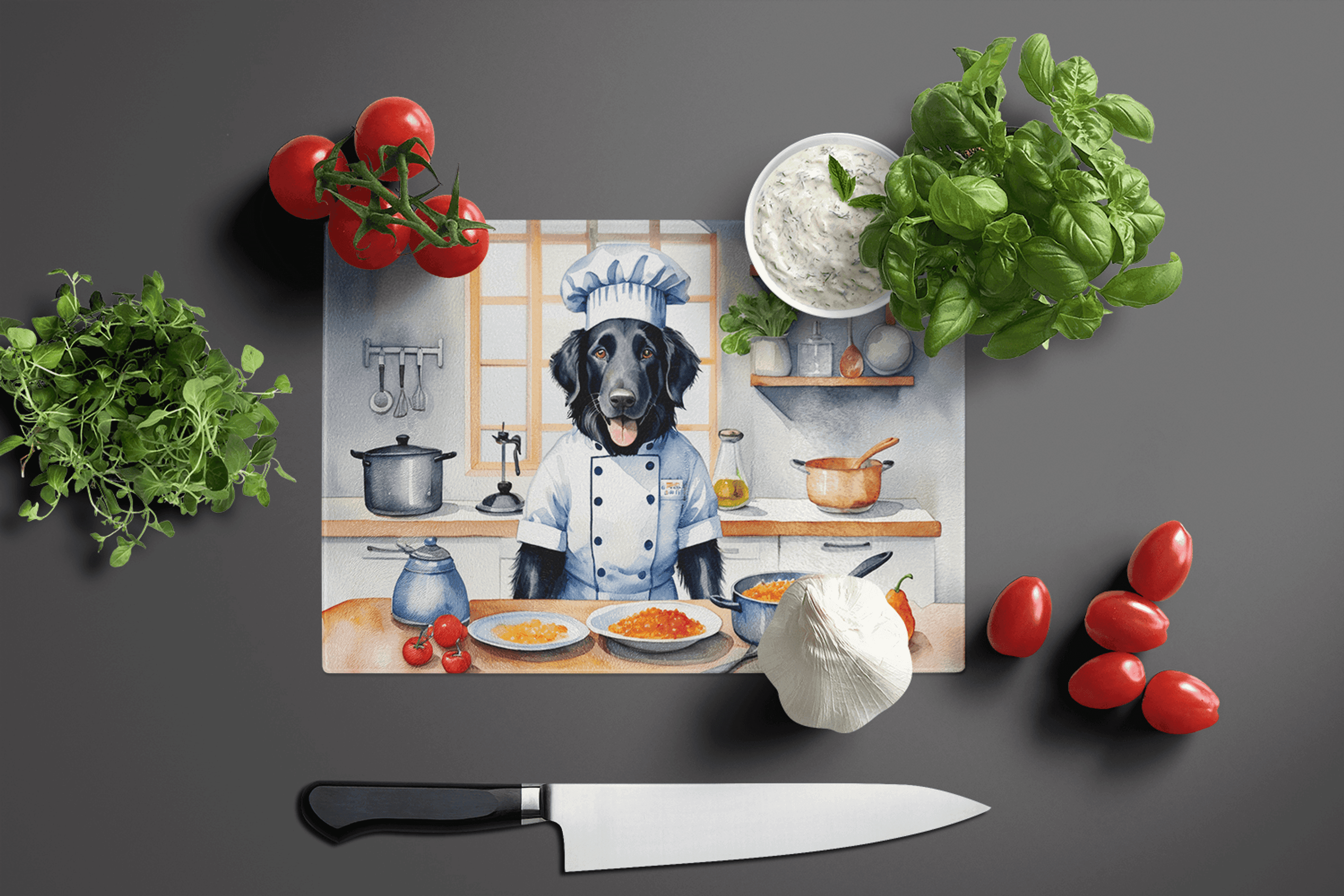 Flat-Coated Retriever The Chef Glass Cutting Board Caroline's Treasures