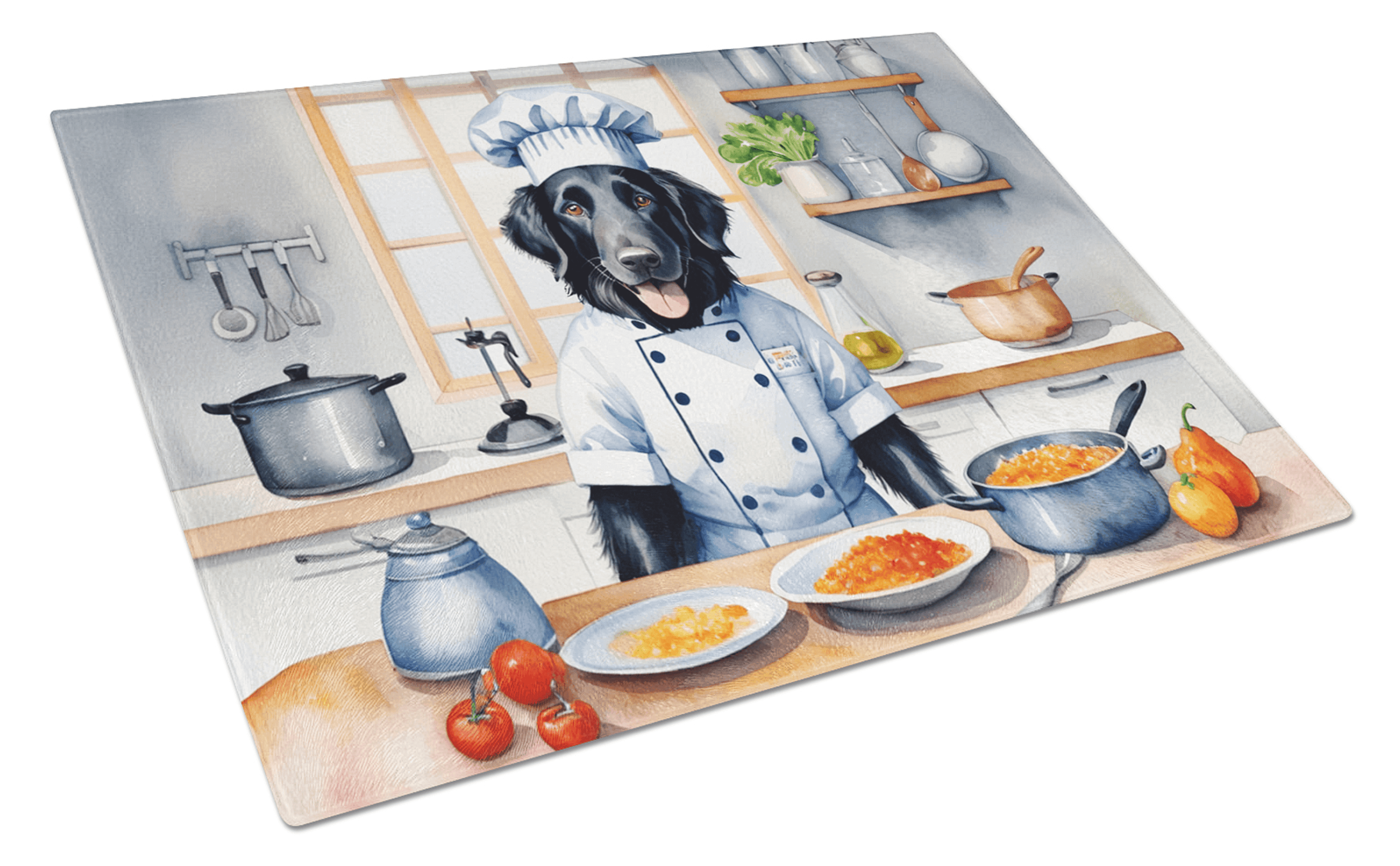 Flat-Coated Retriever The Chef Glass Cutting Board Caroline's Treasures