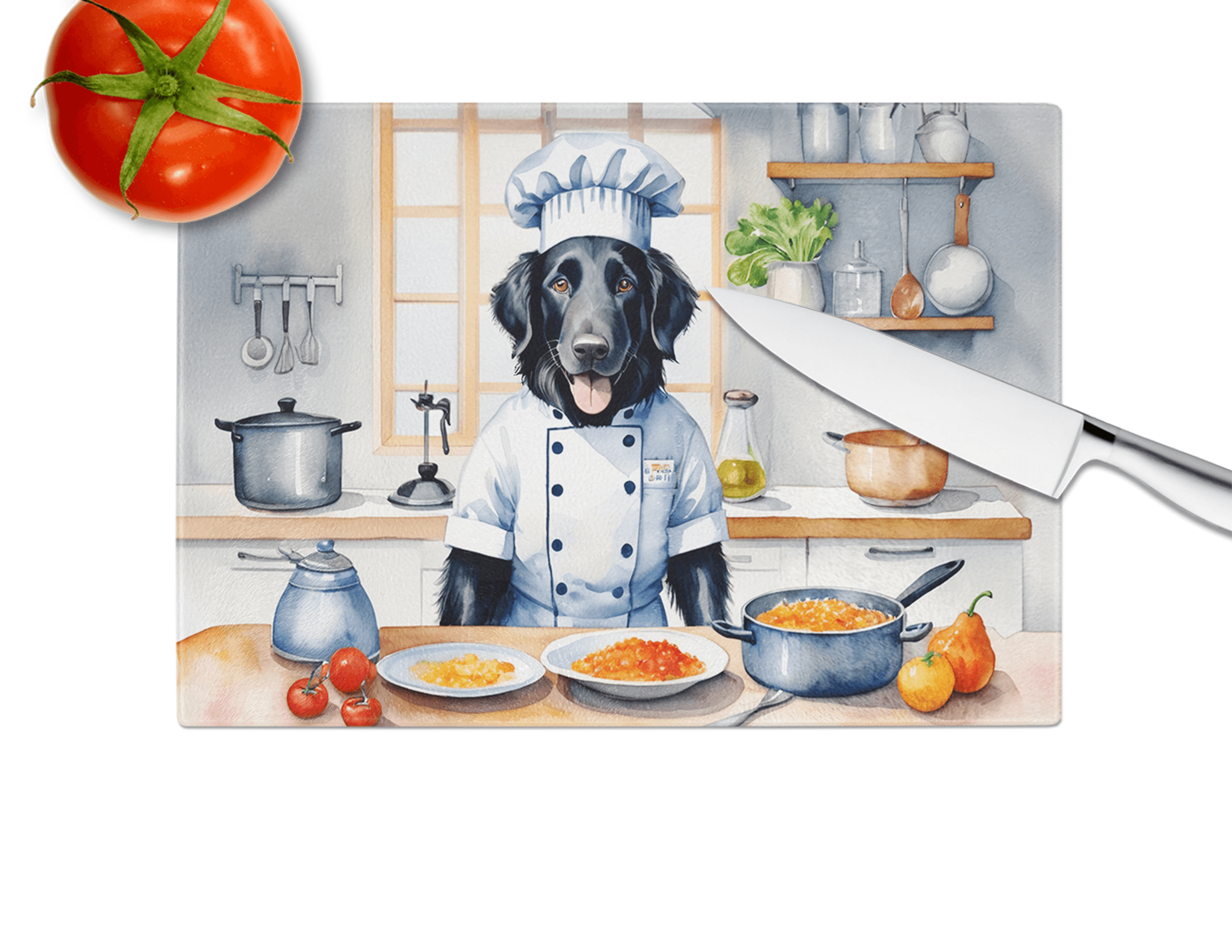 Flat-Coated Retriever The Chef Glass Cutting Board Caroline's Treasures