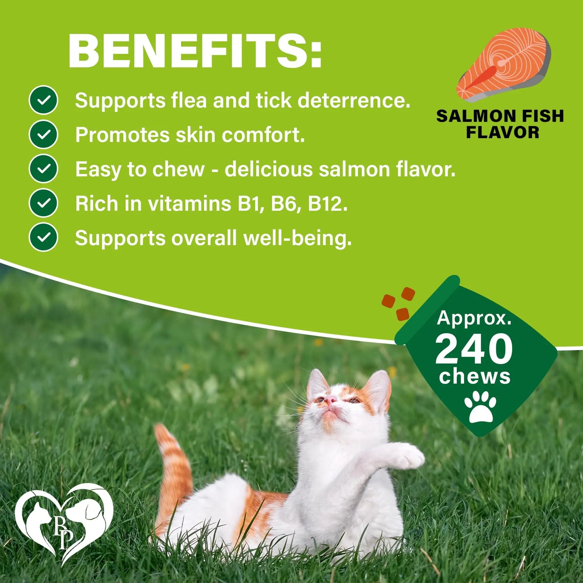 Flea and Tick Prevention Chewable Pills for Cats   Revolution Oral Flea Treatment for Pets   Pest Control & Natural Defense   Chewables Small Tablets Made in USA (Salmon Fish (for Cats)) Beloved Pets
