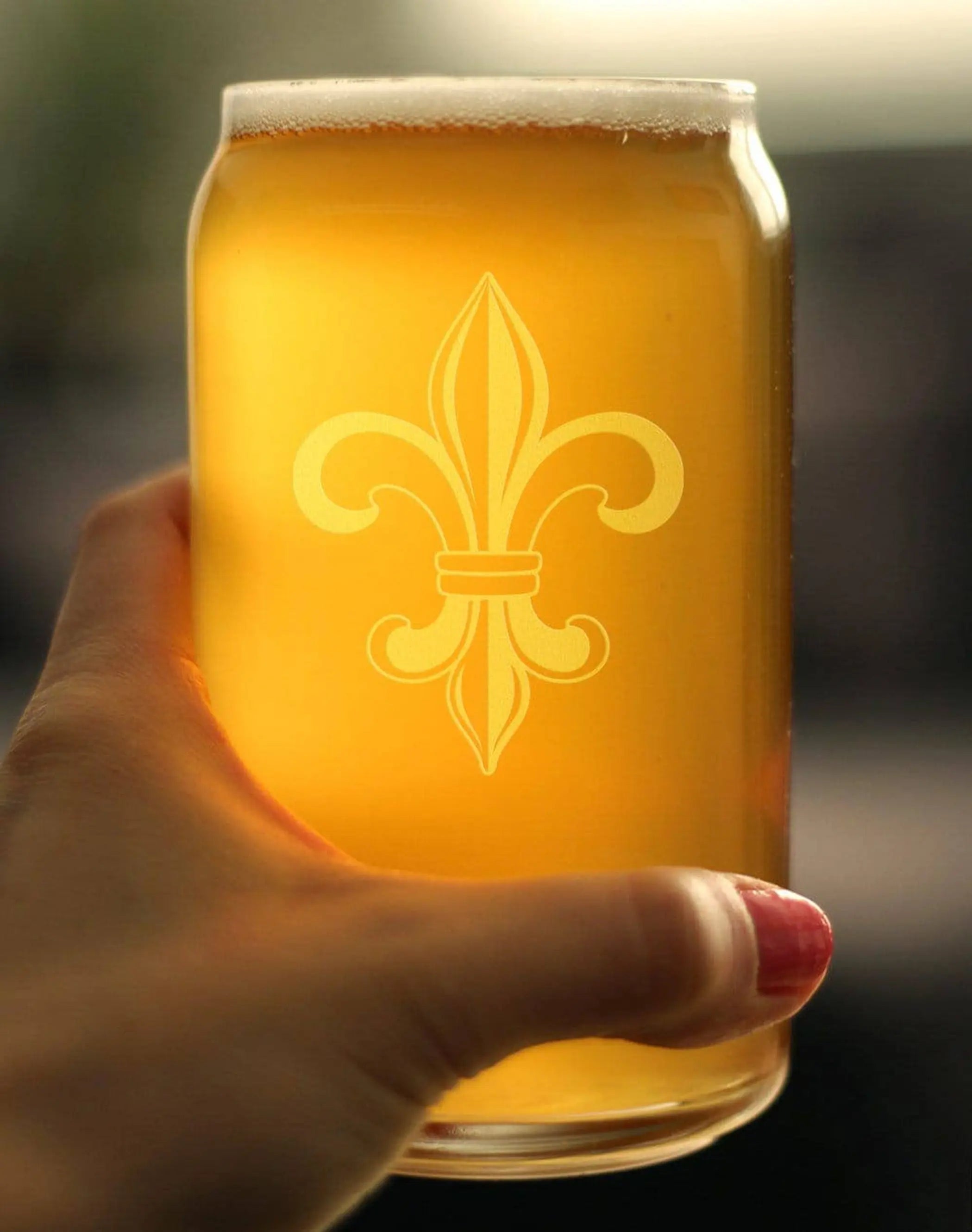 Fleur de Lis Beer Can Pint Glass - Floral French Gifts Bevvee