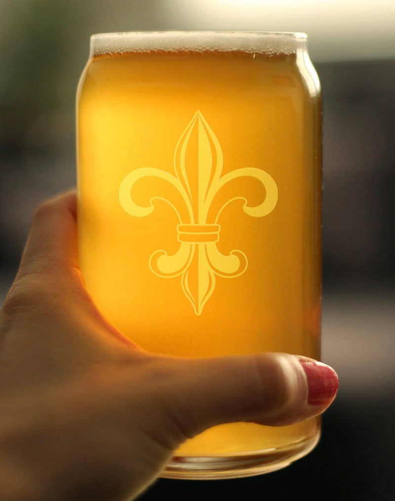 Fleur de Lis Beer Can Pint Glass - Floral French Gifts Bevvee