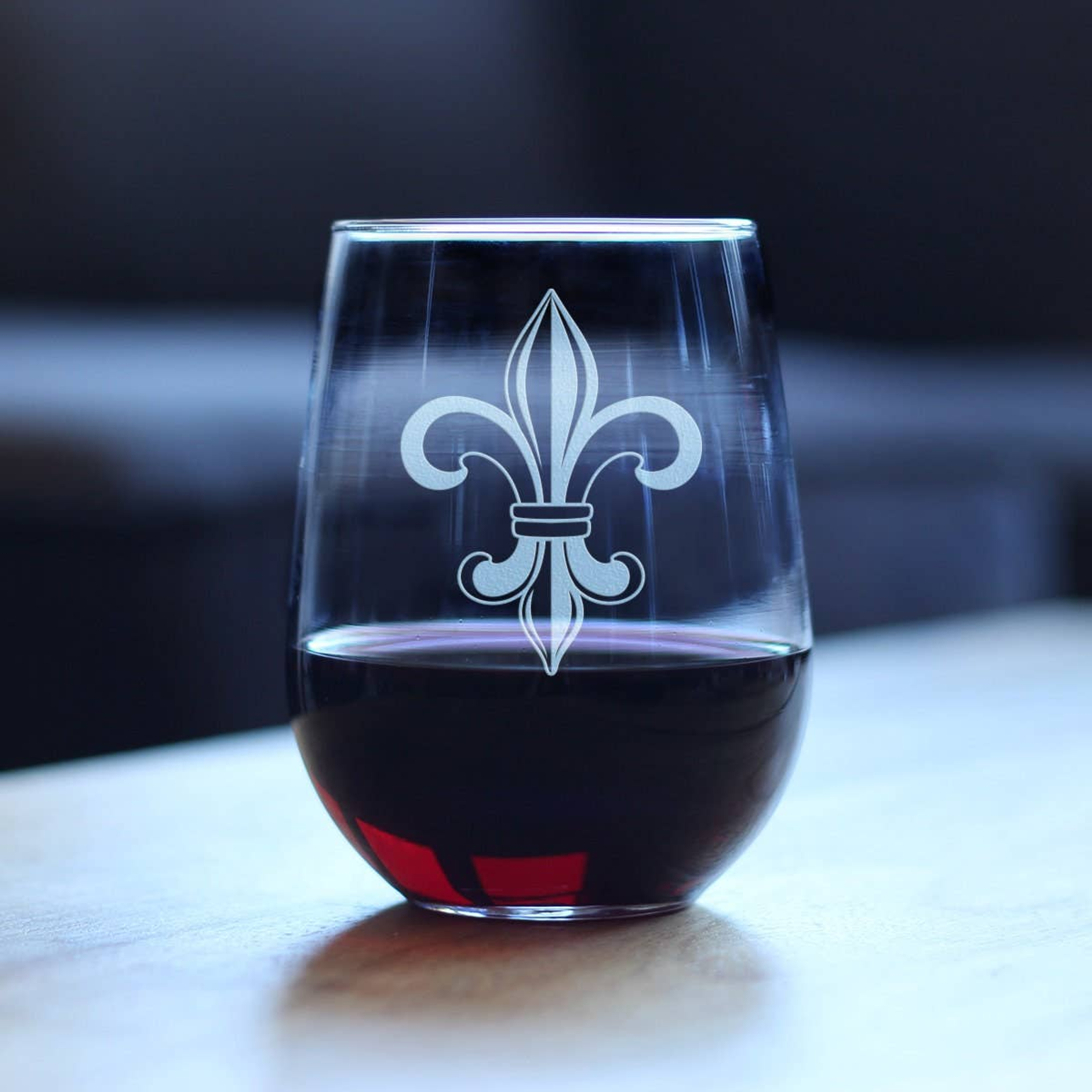 Fleur de Lis Stemless Wine Glass - Floral French Gifts Bevvee