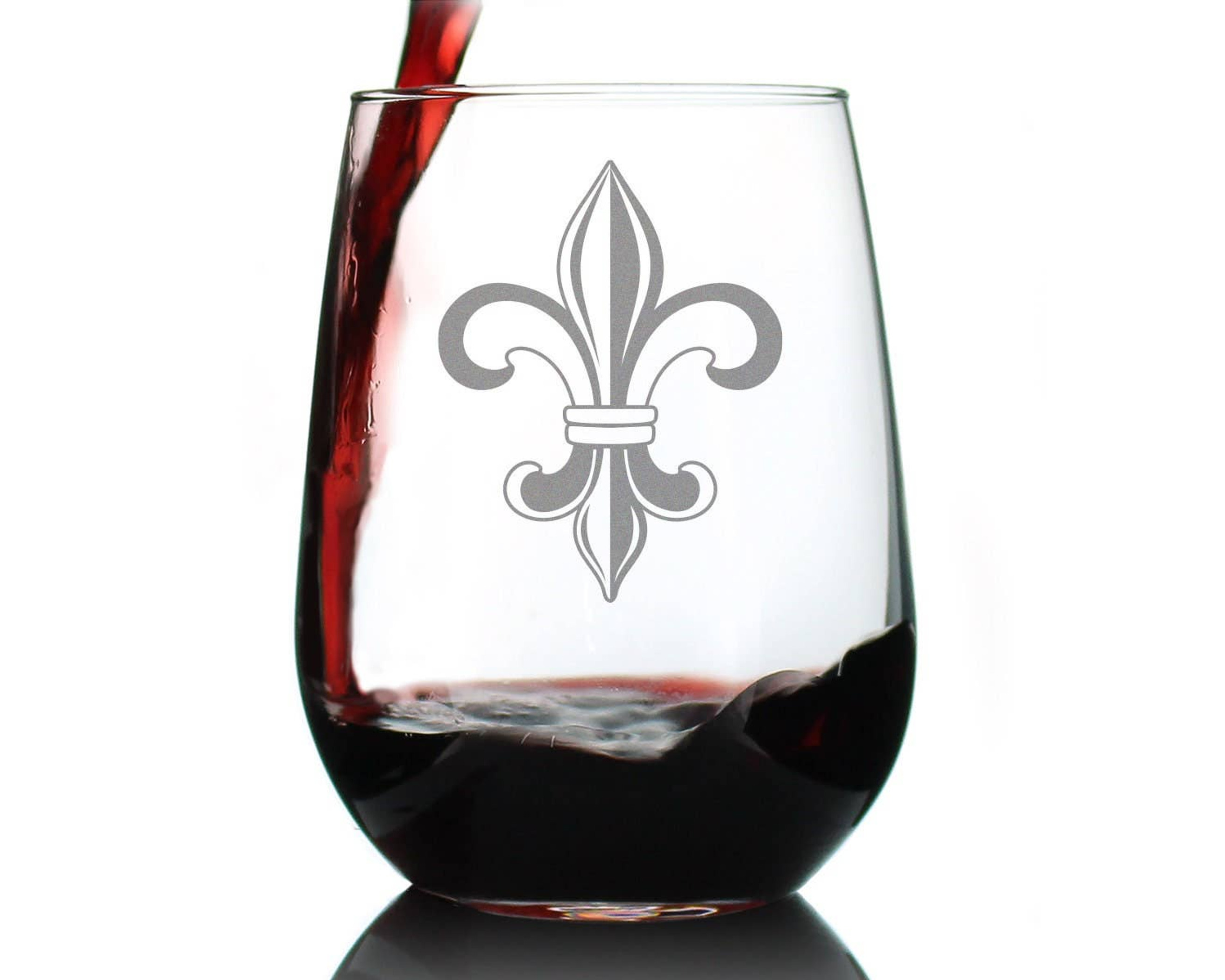 Fleur de Lis Stemless Wine Glass - Floral French Gifts Bevvee