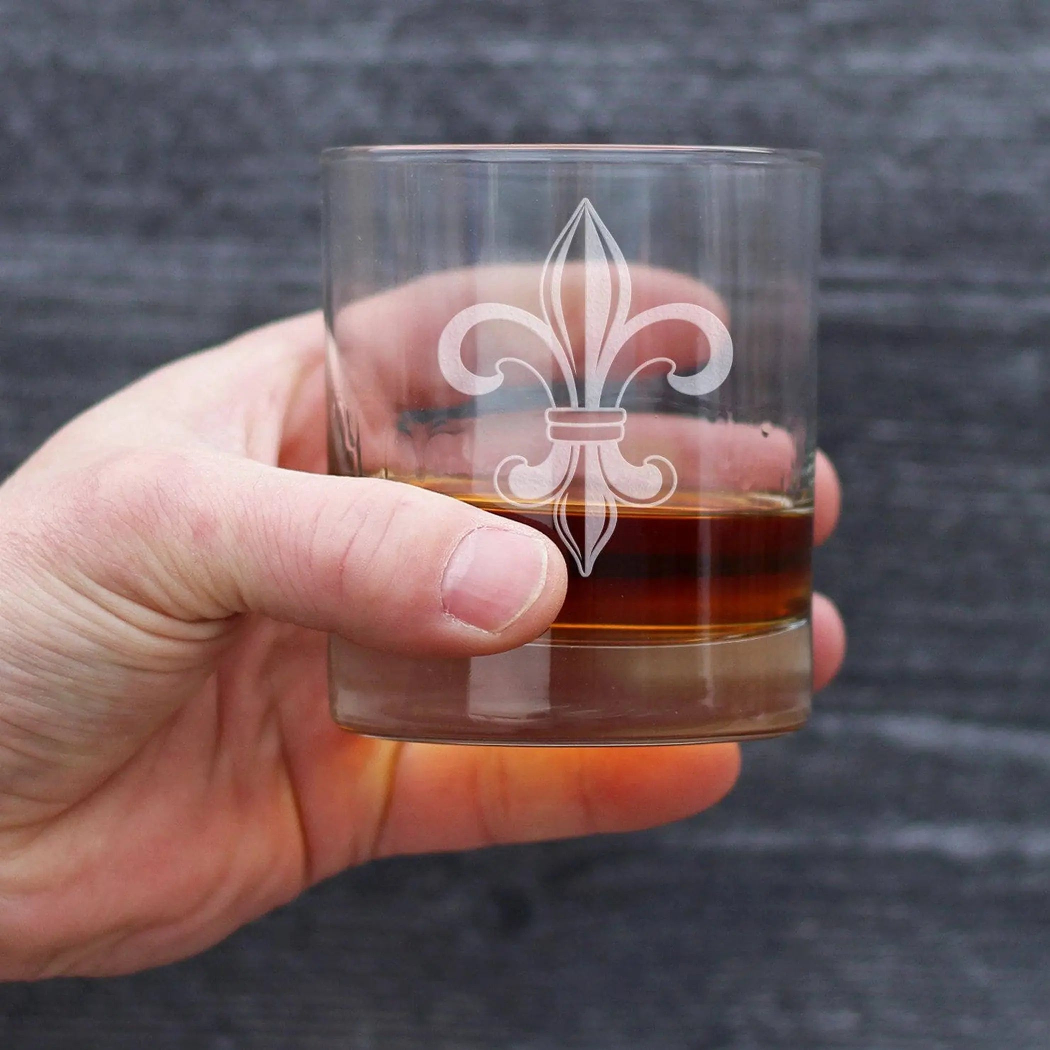 Fleur de Lis Whiskey Rocks Glass - Floral French Gifts Bevvee