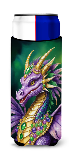 Fleur de lis Mardi Gras Hugger for Ultra Slim Cans Caroline's Treasures