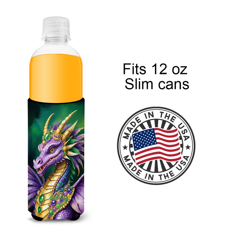 Fleur de lis Mardi Gras Hugger for Ultra Slim Cans Caroline's Treasures