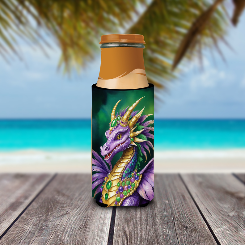 Fleur de lis Mardi Gras Hugger for Ultra Slim Cans Caroline's Treasures