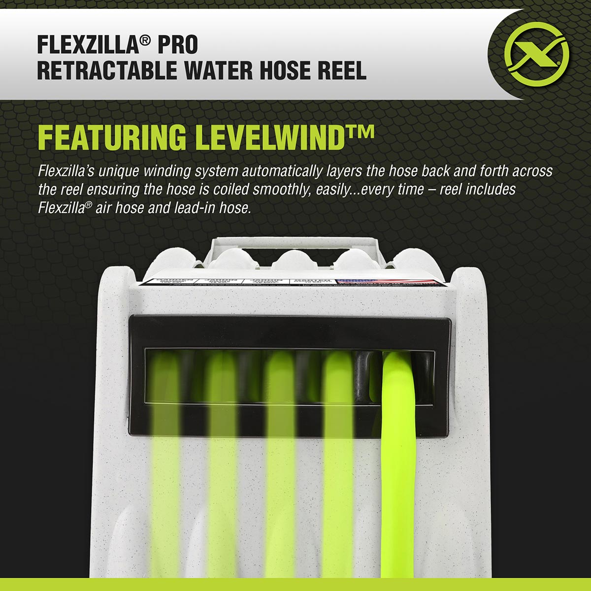 Flexzilla Retractable Water Hose Reel With Levelwind Technology 1/2" X 70' FLEXZILLA