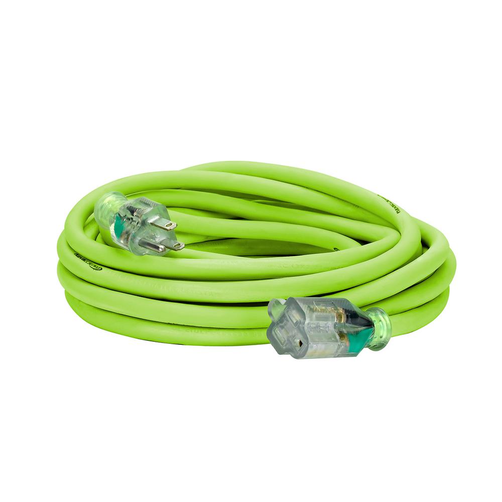 Flexzilla® Pro Extension Cord 12/3 Awg Sjtw 25' Outdoor Lighted Plug Zillagreen™ FLEXZILLA