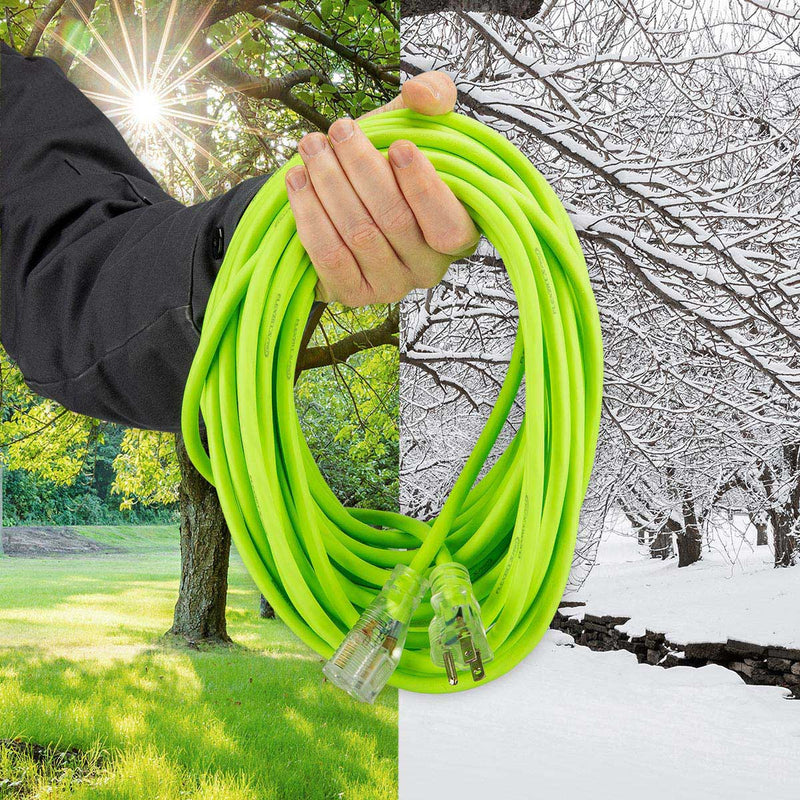 Flexzilla® Pro Extension Cord 12/3 Awg Sjtw 25' Outdoor Lighted Plug Zillagreen™ FLEXZILLA