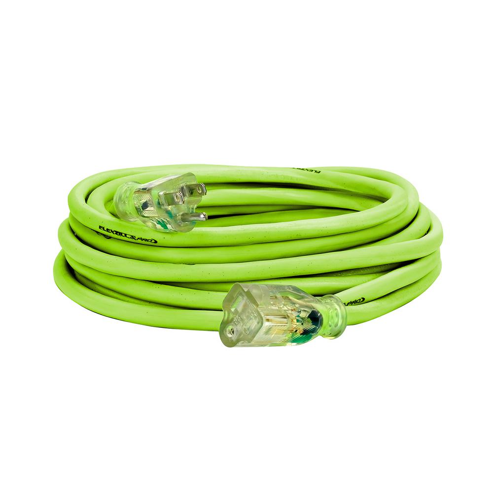 Flexzilla® Pro Extension Cord 14/3 Awg Sjtw 25' Outdoor Lighted Plug Zillagreen™ FLEXZILLA