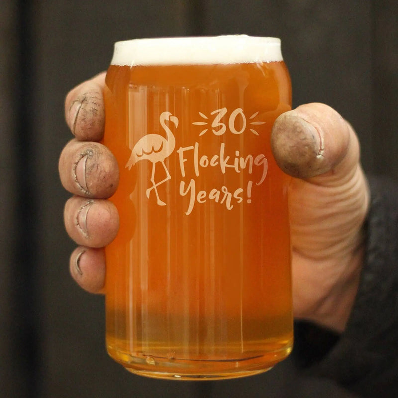 Flocking 30 Beer Can Pint Glass - 30th Anniversary Gifts Bevvee