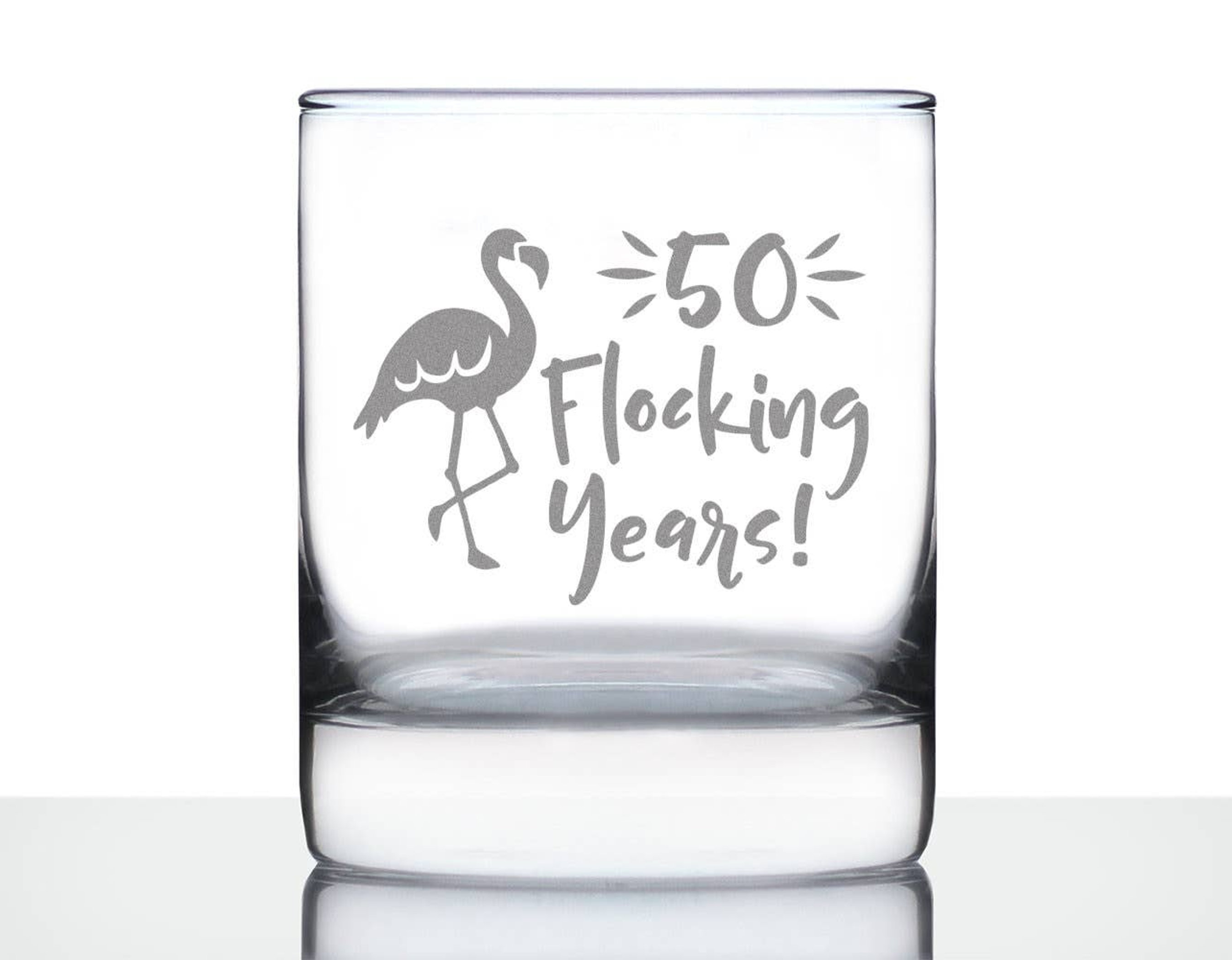 Flocking 50 Whiskey Rocks Glass - 50th Anniversary Gifts Bevvee