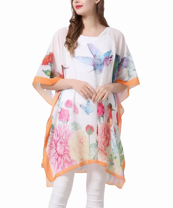 Floral Bird V-Neck Floral Tunic JC Sunny Fashion