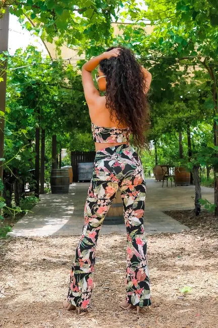 Floral Cutesy Keyhole Cropped Top With Matching Pants SurelyMine