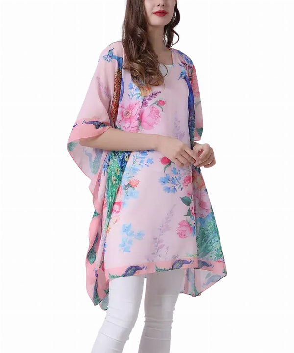 Floral Peacock V-Neck Floral Tunic JC Sunny Fashion