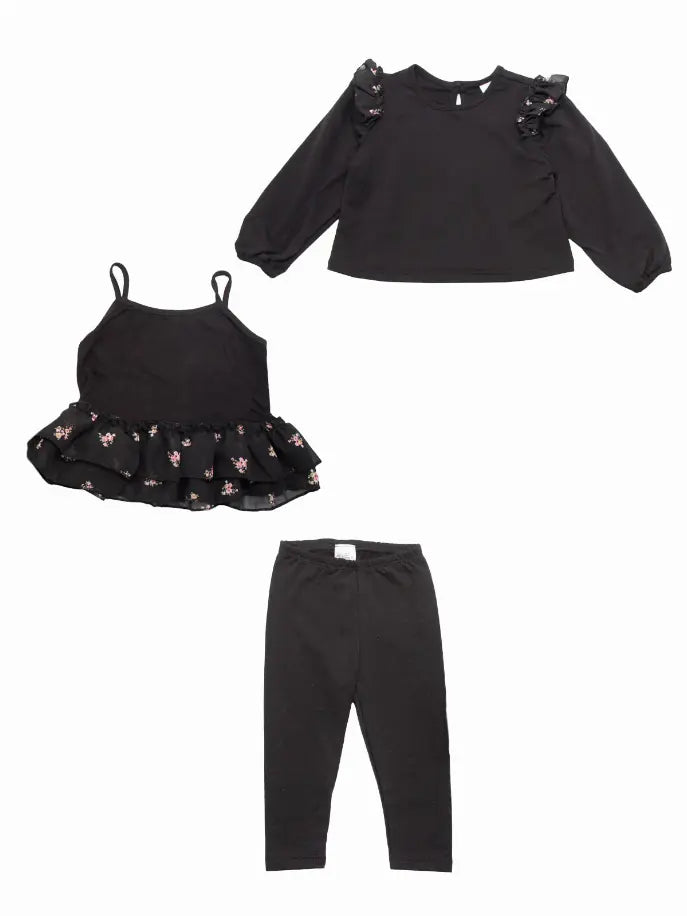 Floral Sweatshirt + Cami + Leggings Set Little Mass