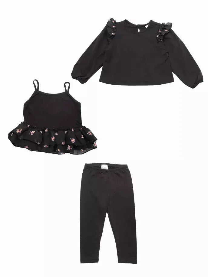Floral Sweatshirt + Cami + Leggings Set Little Mass