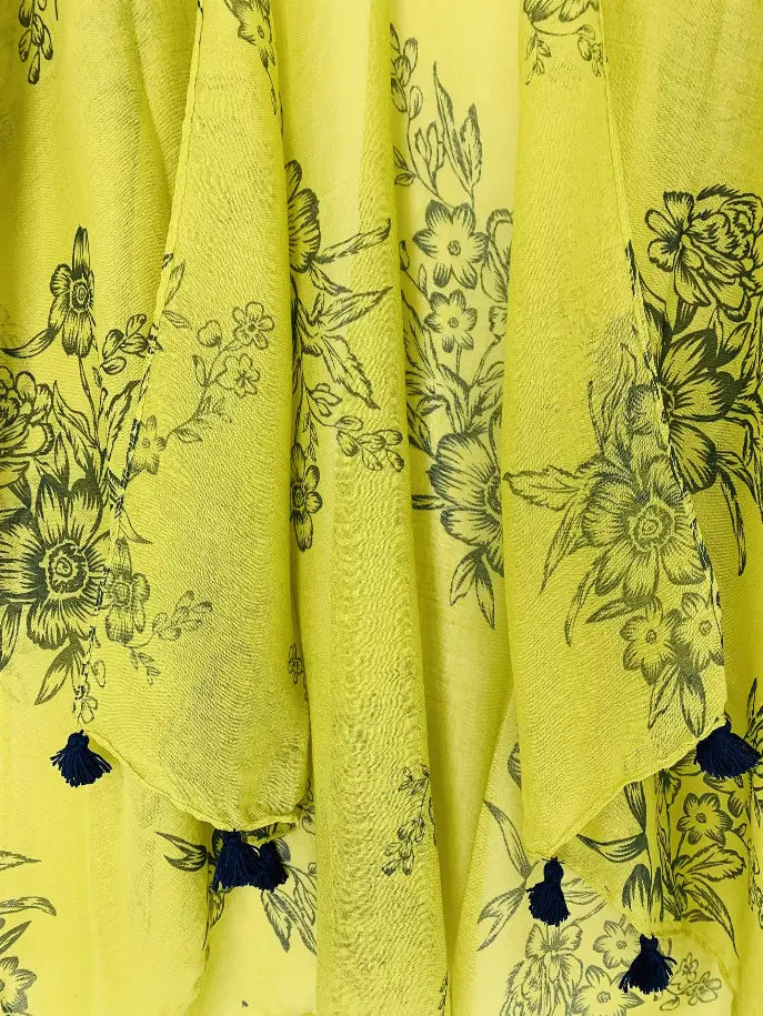 Floral Tassels Trim Kimono JC Sunny Fashion
