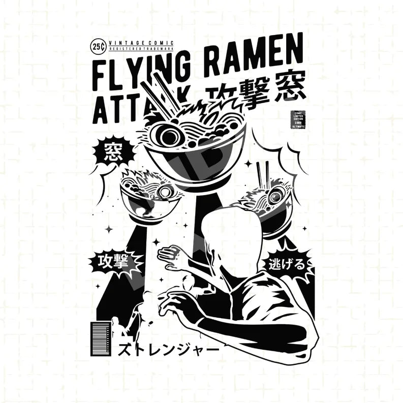 Flying Ramen Attack Kitchen Towel The 308 Collective