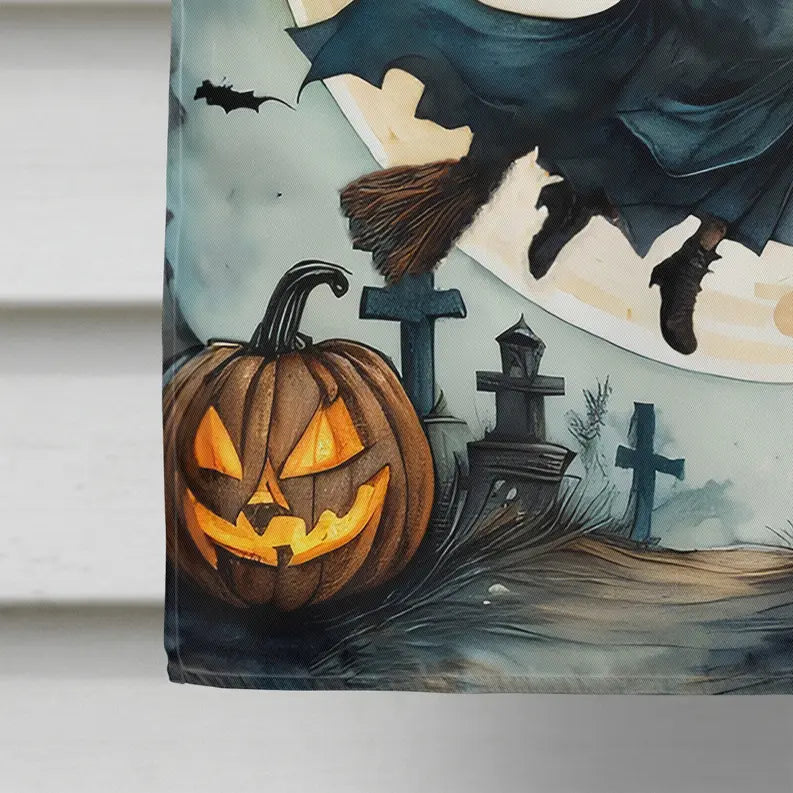Flying Witch Spooky Halloween House Flag Caroline's Treasures