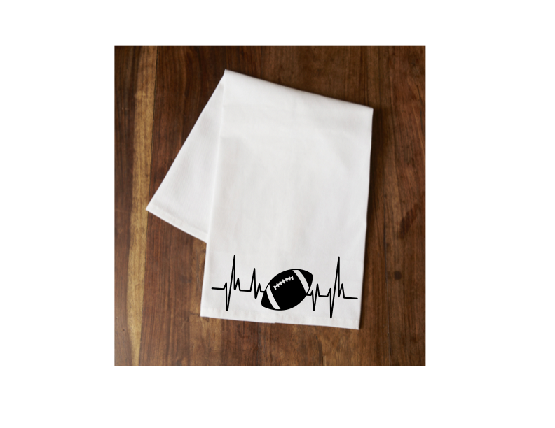 Football Heartbeat Tea Towel Your Custom Sports